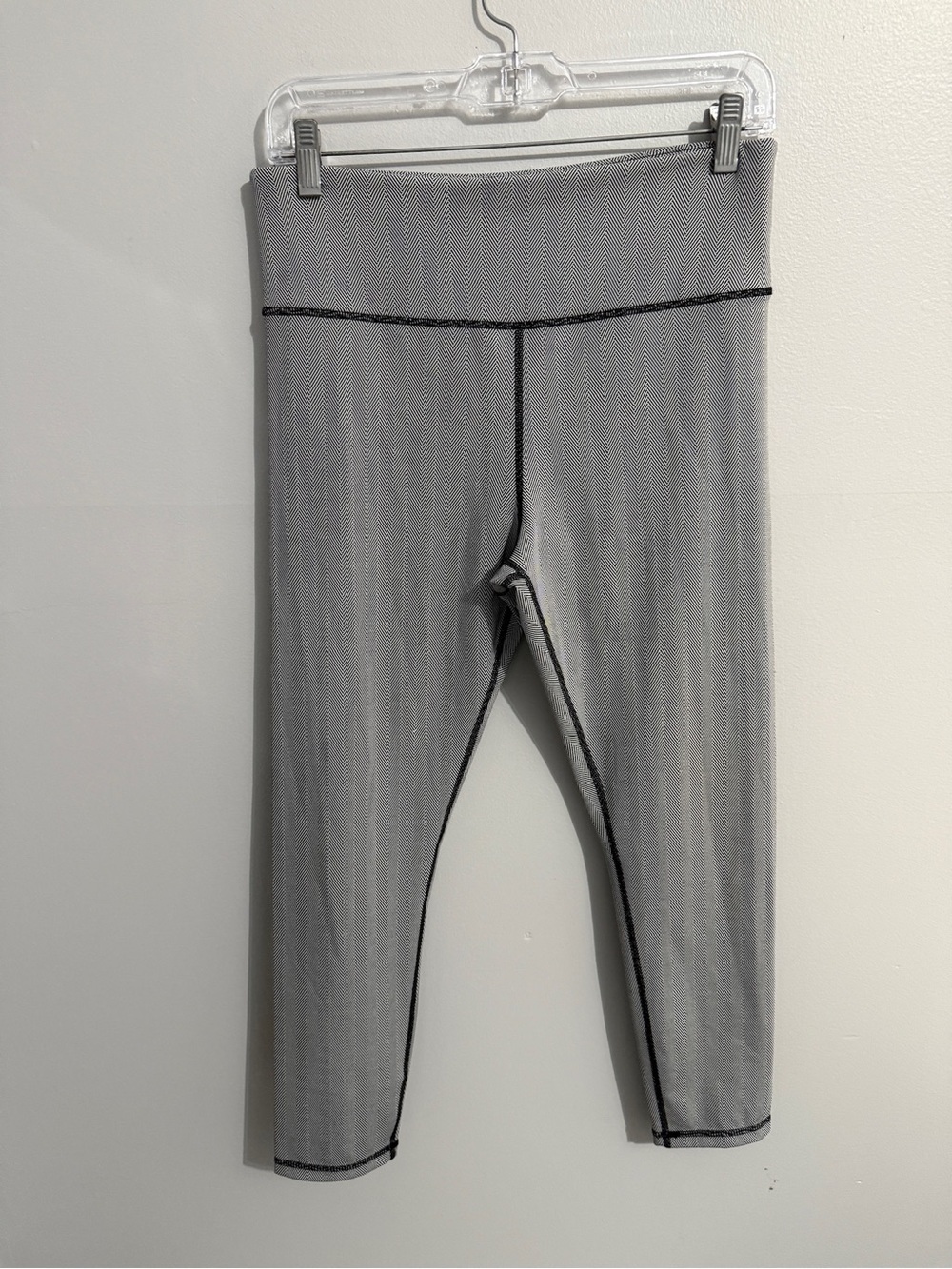 Zyia Leggings Womens 12 High Rise Light Gray Cropped Workout Yoga Pilates